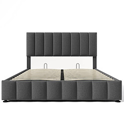 Acheter Lit Coffre 140x200 cm - Modenvie - rangement hydraulique et tête réglable - Gris