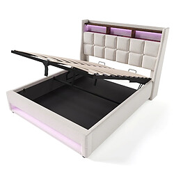 Acheter Lit Coffre 140x200 cm Modenvie LED USB Beige