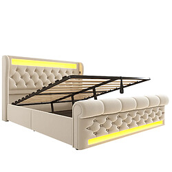 Acheter Lit Coffre Modenvie 140x200 cm LED USB C Velours Beige