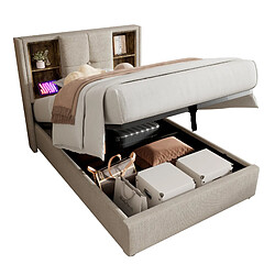 Lit Coffre 90x200 cm Modenvie rangement USB Naturel pas cher