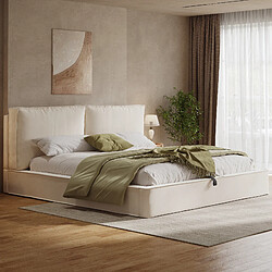 Acheter MIVRAY Lit coffre 180x200 cm, Tête de lit rembourré, velours beige