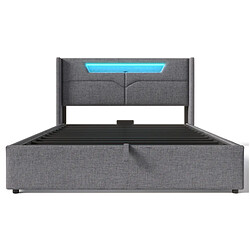 Acheter Lit Coffre 160x200 cm Modenvie LED et USB Type C en tissu gris