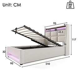 Avis Lit 90x200 cm Modenvie USB LED Beige