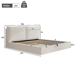 MIVRAY Lit coffre 180x200 cm, Tête de lit rembourré, bouclé beige pas cher