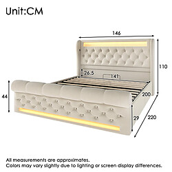 Avis Lit Coffre Modenvie 140x200 cm LED USB C Velours Beige