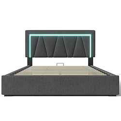 Acheter Lit Coffre 160x200 cm - Modenvie - LED USB - Lin - Gris