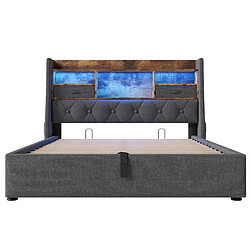 Acheter Lit Coffre 160x200 Modenvie LED USB Gris avec matelas