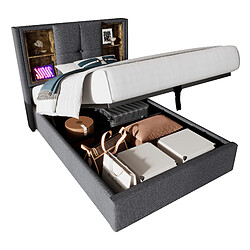 Lit Coffre 90x200 cm Modenvie avec USB et chargement sans fil pas cher