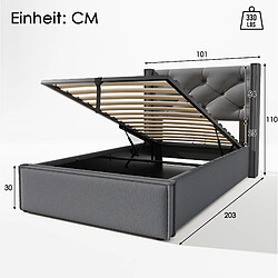 Avis Lit Coffre 90x200 cm - Modenvie - rangement avec sommier relevable - Gris