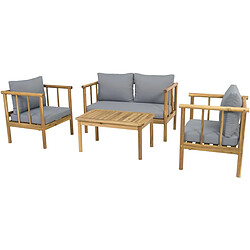 Acheter Habitat Et Jardin Salon de jardin en bois avec coussins inclus [ ]Milano[ ] - 4 places - Gris