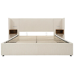 Acheter MIVRAY Lit coffre adulte 180x200 cm, lampe de lecture et USB, velours côtelé, beige