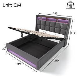 Avis Lit Coffre 160x200 cm - Modenvie - USB LED - Gris