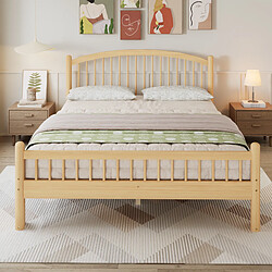 Avis MIVRAY Lit simple 140x200 cm, design minimaliste, bois, Couleur naturelle