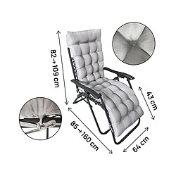 Avis Habitat Et Jardin Lot de 2 fauteuils de jardin inclinable zéro gravité avec coussin matelassé Sintra - Gris