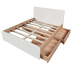 Acheter Lit Double 140x200 cm Modenvie rangement Blanc et Chene
