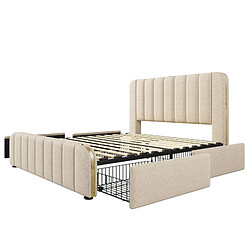 Acheter Lit Coffre 140x200 cm Modenvie USB et 4 tiroirs Lin Beige