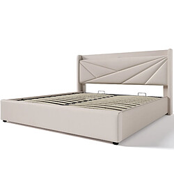 Acheter Lit Coffre 140x200 cm Modenvie USB Type-C rangement Beige