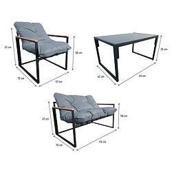 Avis Habitat Et Jardin Salon de jardin [ ]Jules[ ] - 4 places - Gris/Noir