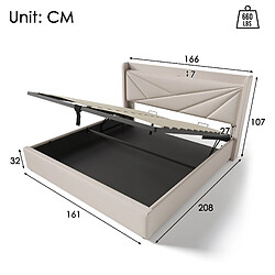 Avis Lit Coffre Modenvie 160x200 cm - USB-C - Beige