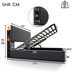 Avis Lit Coffre 160x200 cm Modenvie LED USB Gris