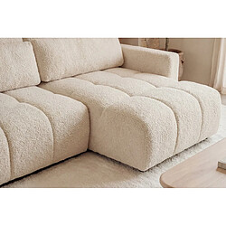 Casanova Canapé amovible convertible tissu bouclette 3 places Beige pas cher