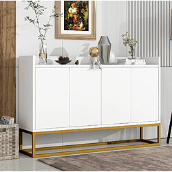 Acheter STILVORA Sideboard 120/30/80 cm blanc en panneaux de particules 4 portes sans poignées