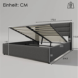 Avis Lit Coffre 160x200 cm - Modenvie - rangement hydraulique - Lin - Gris
