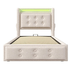 Acheter Lit Coffre Modenvie 90x200 cm - LED, USB et rangement - Beige