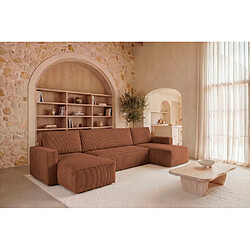 Avis Casanova Canapé panoramique petit velours côtelé 5 places Terracotta
