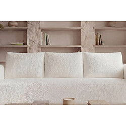 Casanova Canapé droit convertible tissu bouclette 3 places Beige pas cher
