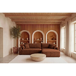Casanova Canapé d'angle convertible petit velours côtelé Terracotta pas cher