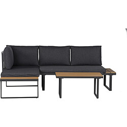 Acheter Habitat Et Jardin Salon de jardin canapé d'angle décor imitation bois [ ]Liora[ ] - 4 places - Gris