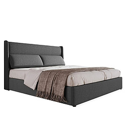 Lit Coffre 160x200 cm Modenvie - rangement hydraulique - Gris sans matelas pas cher