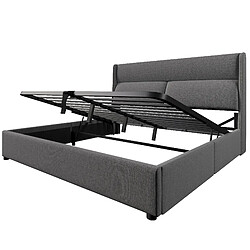 Acheter Lit Coffre 160x200 cm Modenvie - rangement hydraulique - Gris sans matelas