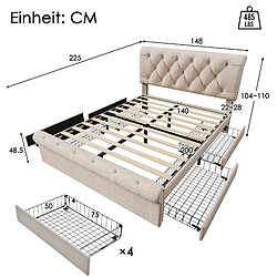 Avis Lit Coffre Modenvie 140x200 cm rangement tête de lit réglable Naturel
