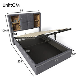 Avis Lit Coffre 90x200 cm Modenvie avec USB et chargement sans fil