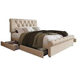Lit Coffre Modenvie 140x200 cm rangement tête de lit réglable Naturel pas cher