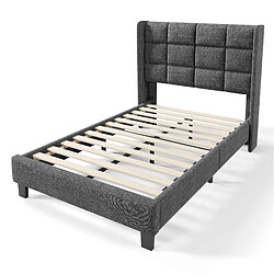 Acheter Lit Simple 90x200 cm Modenvie tete de lit rembourree sommier inclus Gris