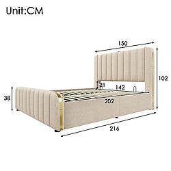 Avis Lit Coffre 140x200 cm Modenvie rangement hydraulique USB-C Beige