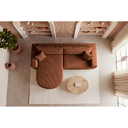 Casanova Canapé d'angle convertible petit velours côtelé Terracotta pas cher
