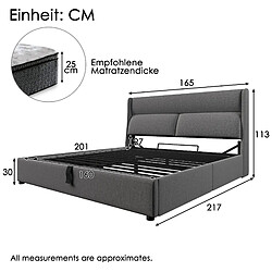 Avis Lit Coffre 160x200 cm Modenvie - rangement hydraulique - Gris sans matelas