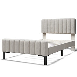Acheter Lit Capitonné Modenvie 90x200 cm - tête de lit réglable - Gris Beige