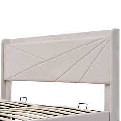 Lit Coffre 140x200 cm Modenvie USB Type-C rangement Beige pas cher