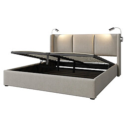 Acheter Lit Coffre 160x200 cm Modenvie rangement relevable USB Beige