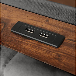 Lit Coffre 90x200 cm Modenvie LED USB sans matelas Gris pas cher
