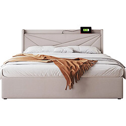 Lit Coffre Modenvie 160x200 cm - USB-C - Beige pas cher
