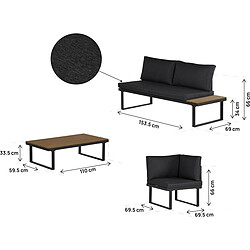 Avis Habitat Et Jardin Salon de jardin canapé d'angle décor imitation bois [ ]Fiora[ ] - 5 places - Gris