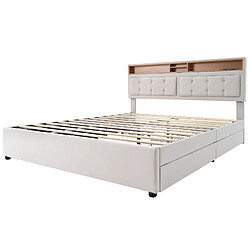 Acheter Lit Double Modenvie 140x200 cm rangement USB Beige
