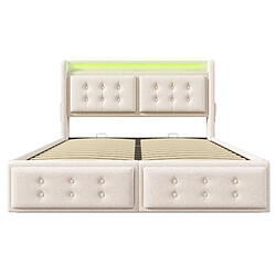 Acheter Lit Coffre 180x200 cm Modenvie LED USB-C - Beige