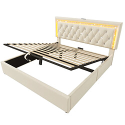 Acheter Lit Coffre 140x200 cm Modenvie LED USB Beige